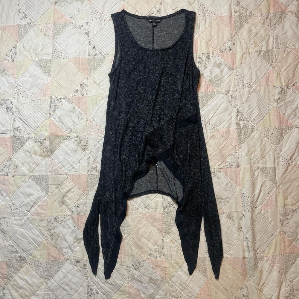 rock and republic asymmetrical punk fairy grunge layering gray wrap tank medium